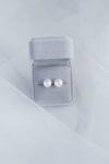 Pearl L Earrings 12 mm - Unplated Silver, White Pearl
