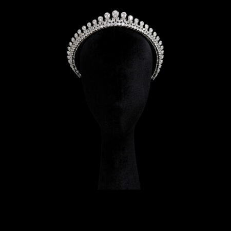 Extravagant Pear Crown - Rhodium White Gold, White Diamond
