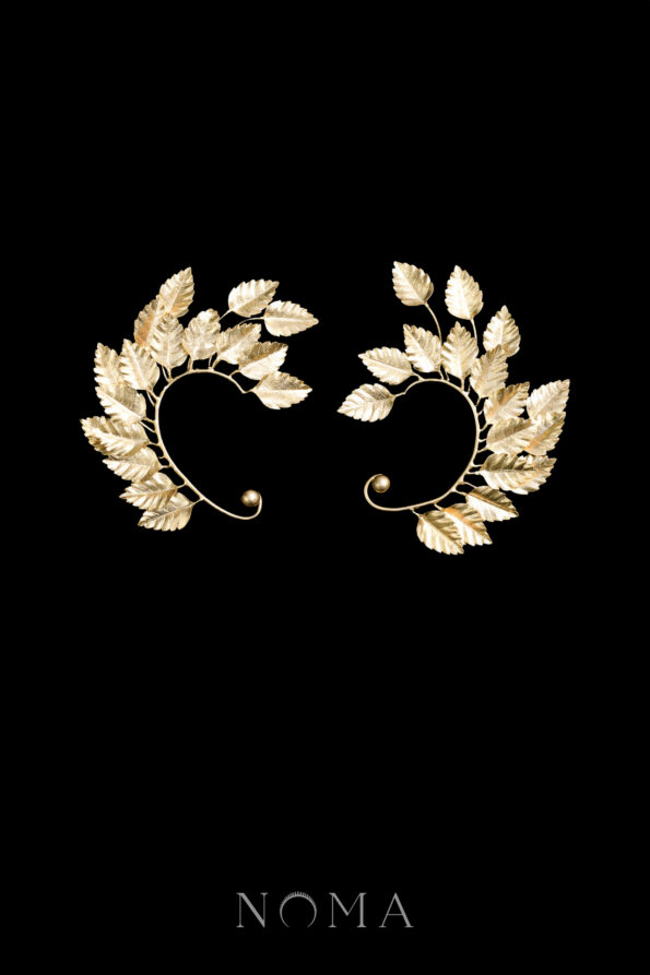 925-202100012-Athens-Leaves-Earpiece-Doff-Gold-Left-1