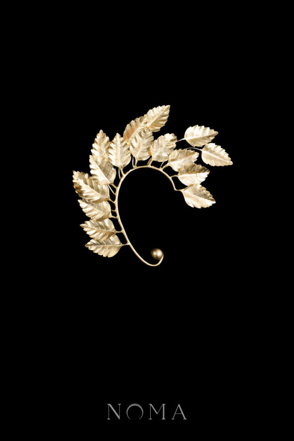 925-202100013-Athens-Leaves-Earpiece-Doff-Gold-Right