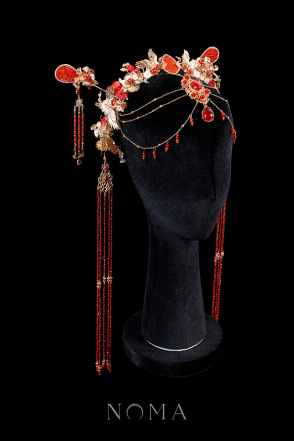 CHN-202300155-Colorful-Crane-Jade-Ginkgo-Pagoda-Hairvine-Full-Set-Gold-Ruby-8-pcs-1