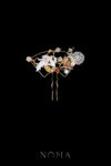 Carved Shell Scenery Middle Hairpin - Gold