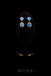 Round Oval Jade Shine Earrings - Gold, Blue Jade