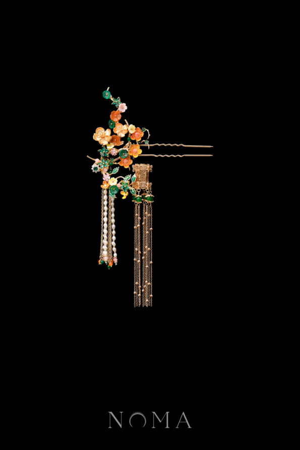 CHN-202400239-Colorful-Curved-Branch-Flowers-Hairpin-Gold-Right