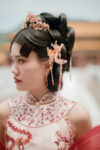 Colorful Phoenix Heart Long Hairpin - Gold, Pink (Left)