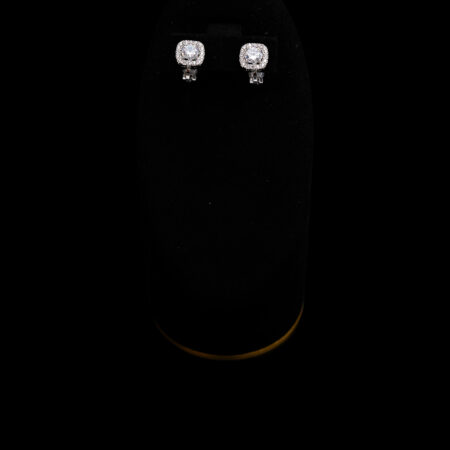 Classy Earrings - Rhodium White Gold, White Diamond (Clip)