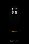 Pear Heart Raindrop Earrings - Rhodium White Gold, White Diamond