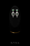 Luxurious Beauty Earrings - Rhodium White Gold, Emerald