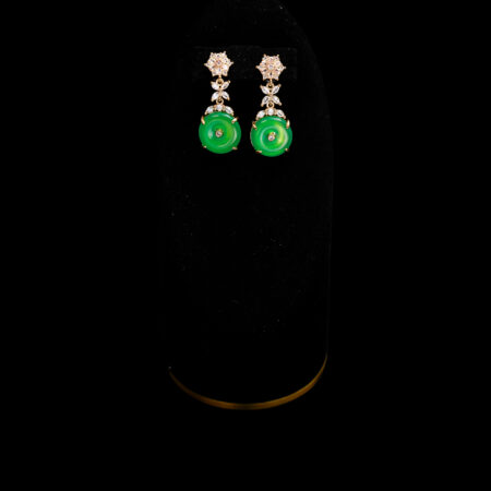 Superior Hexa Floral Donut Jade Earrings - 18k Yellow Gold, Jade