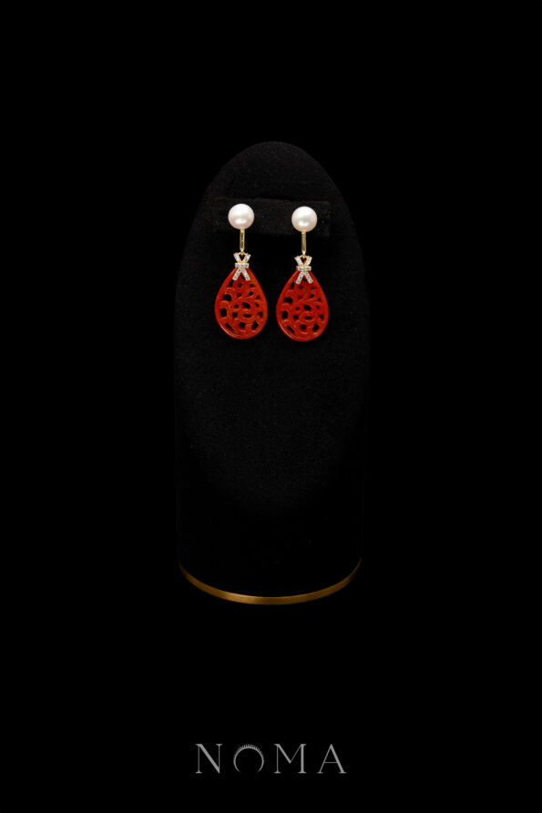 JJW-202400032-Carved-Teardrop-Small-Jade-with-Pearl-Earrings-18k-Yellow-Gold-Red-Jade