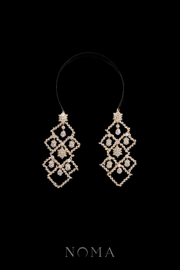 ACC-202300072-Royal-Cascading-Square-Dangling-Earrings-Headband-Gold
