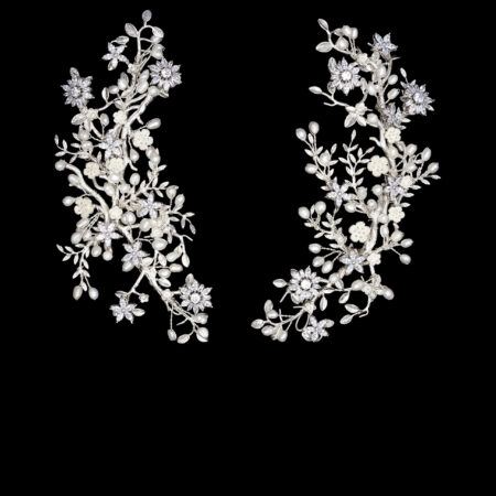 Beautiful Petite Branch Side Hairvine Pair - White Silver (1 pair)