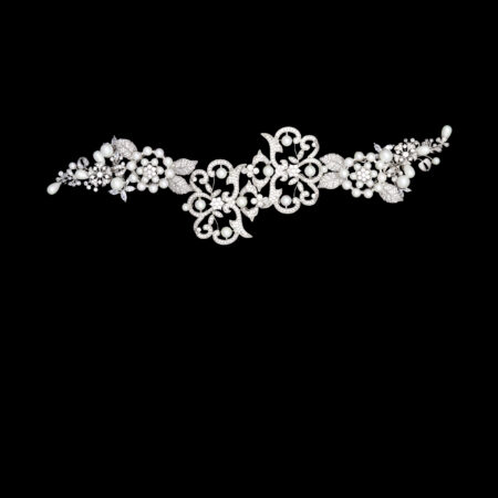 Baroque Vinery Hairvine/Brooch - White Gold