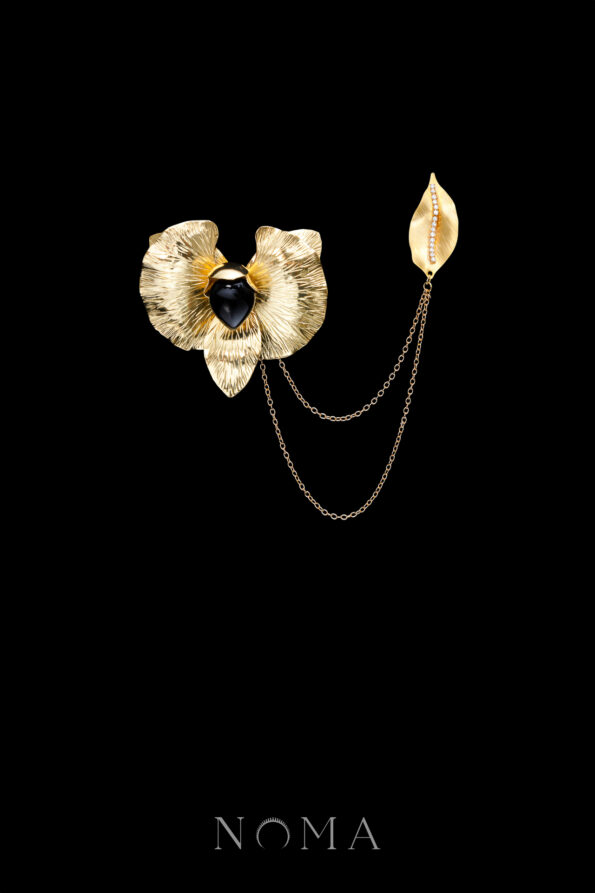 ANG-202400007-Anggrek-Merantai-Brooch-Doff-Gold-Black