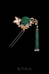 Crane and Dragon Jade Hairpin - Gold, Jade