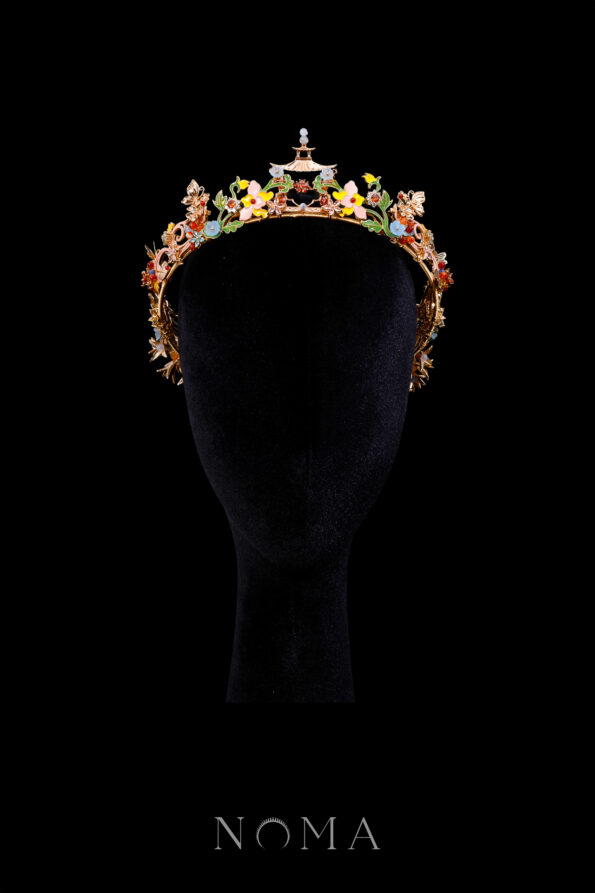 CHN-202400043-Colorful-Butterfly-Crane-Pagoda-Crown-Gold-Blue