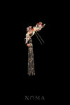 Crane Tail Willow Hairpin - Gold, Ruby (Left)