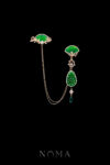 Dangling Jade Chain Brooch - Gold, Jade