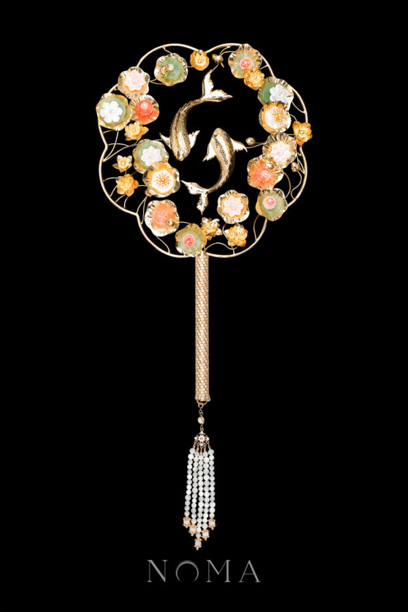 CHN-202400140-Koi-Pond-Scenery-Fan-18k-Yellow-Gold