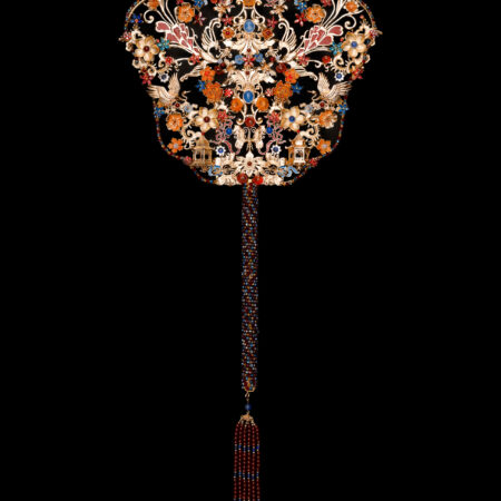 Colorful Harmony Scenery Fan - Gold