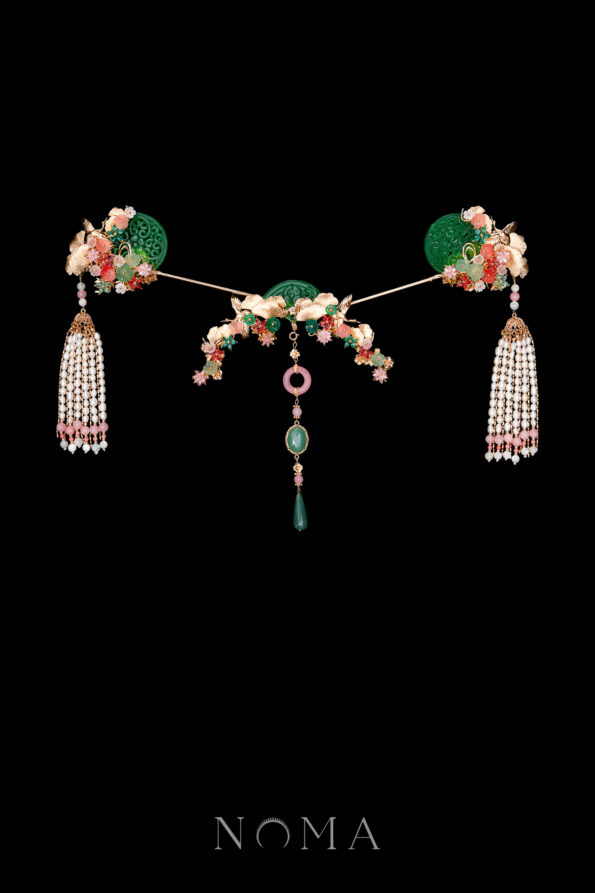CHN-202400157-Carved-Jade-Crane-Ginkgo-Full-Set-Gold-Pink-3-pcs