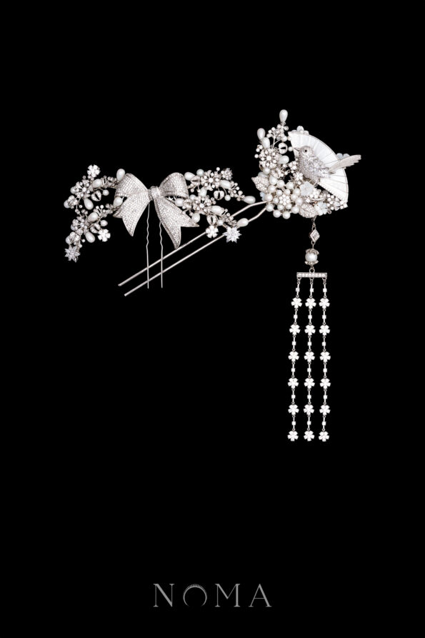 CHN-202400163-Bow-Bird-et-Perle-Set-White-Gold-2-pcs