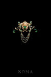 Colorful Oriental Ornament Dangling Middle - Gold, Turquoise