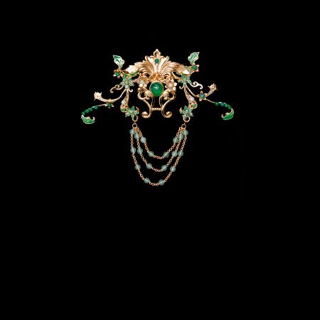 Colorful Oriental Ornament Dangling Middle - Gold, Turquoise