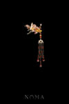 Colorful Crane Floral Artistry Side Hairvine/Brooch - Gold, Ruby (Right)