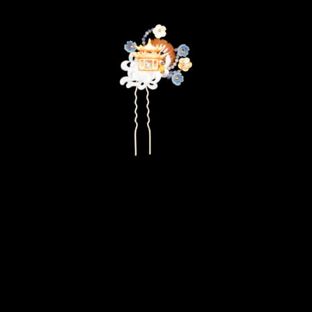 Pagoda on Lotus Hairpin - Gold, Yellow (Right)