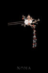 3D Pagoda Flower Garden Hairpin - Gold, Sapphire (Left)