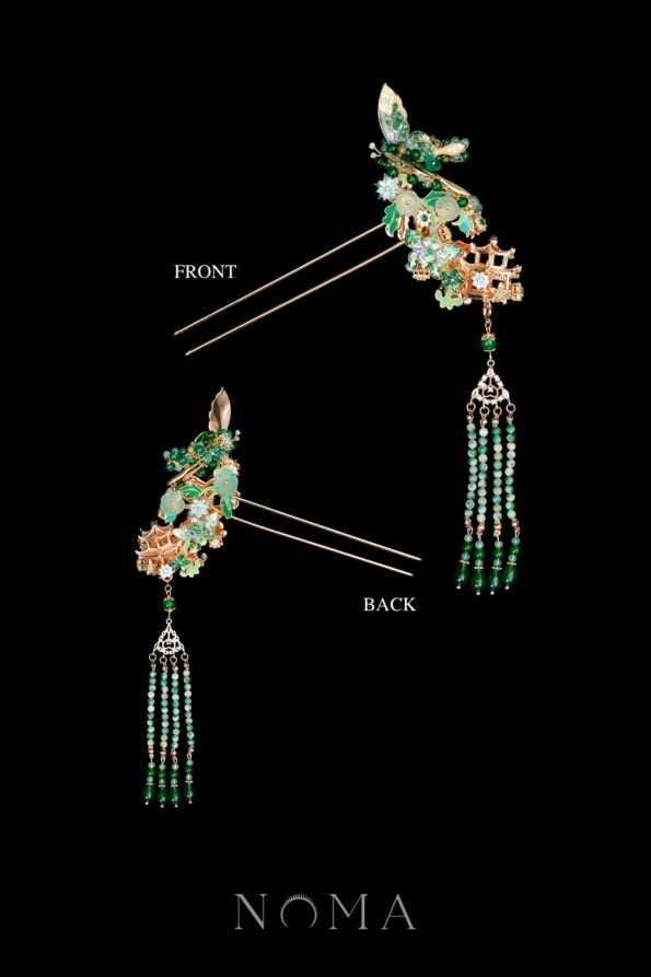 CHN-202500005-Colorful-Mosaic-Flying-Butterfly-Hairpin-Gold-Turquoise-Left-1