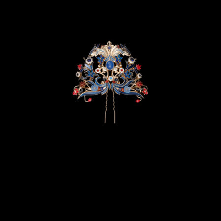 Colorful Curvy Ornament Middle - Gold, Sapphire