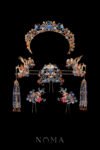 Colorful Phoenix Crane Ornament Full Set - Gold, Sapphire (6 pcs)