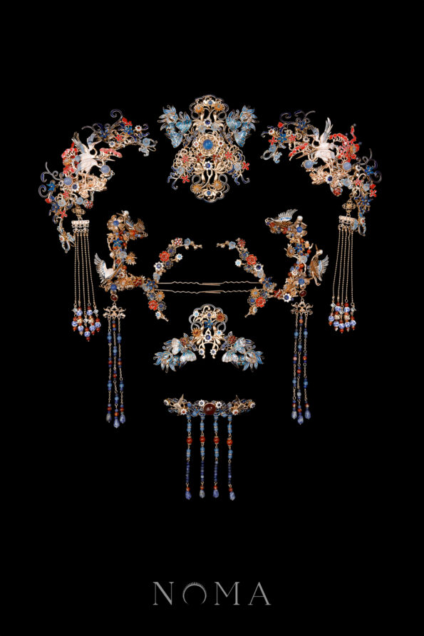 CHN-202500089-Colorful-Mosaic-Butterfly-Crane-Inspiration-Complete-Set-Gold-Sapphire-7-pcs