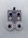Eye Turner Earrings - Rhodium White Gold, Sapphire