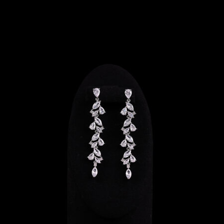 Pear Marquise Longing Chandelier Earrings - Rhodium White Gold