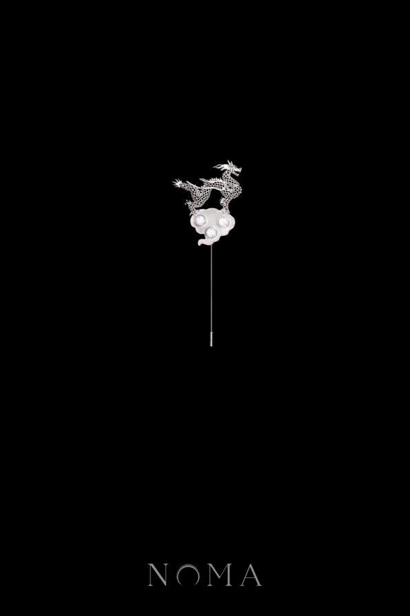 MEN-202400029-Standing-Dragon-Lapel-Pin-Rhodium-White-Gold-White-Left