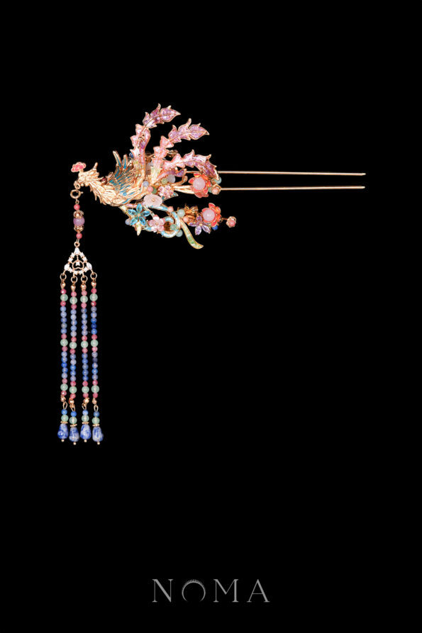 CHN-202500162-Colorful-Mosaic-Fantasy-Phoenix-Hairpin-Gold-Rainbow-Right