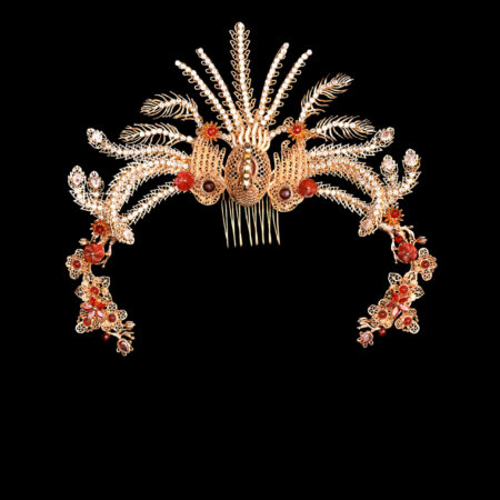 Regal Filigree Phoenix Crown - Gold, Ruby