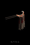 Regal Flower Curvy Hairpin - Gold, Ruby (Left)