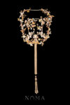 Mosaic Noble Crane Tranquility Fan - Gold, Pink