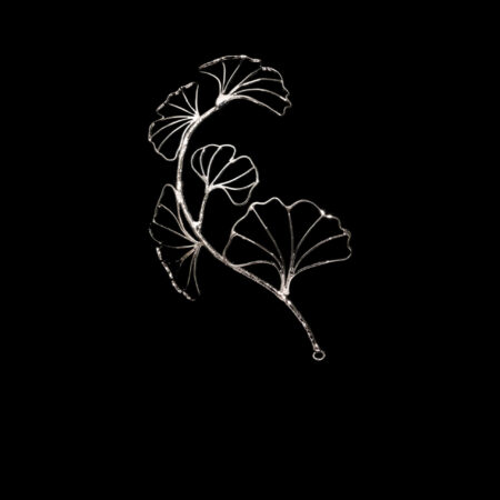 Ginkgo Branches Side Hairvine or Brooch - Rhodium White Gold (Left)