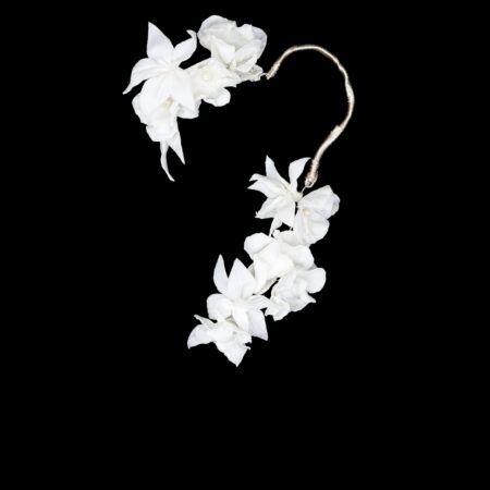 CC Floral Accent Earpiece - White Silver, White (Left)