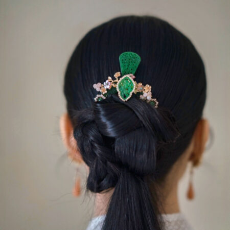 Jade Art Heritage Hairpin - Gold, Jade