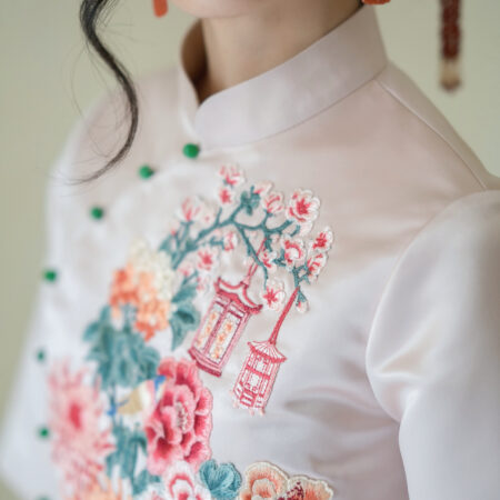 Lunar Heritage Floral Branch Jade Earrings - Gold, Red Jade