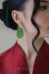 Lunar Bold Carved Rounded Teardrop Jade Earrings - 18k Yellow Gold, Jade